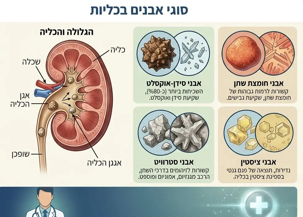 אבנים בכליות - סוגי האבנים